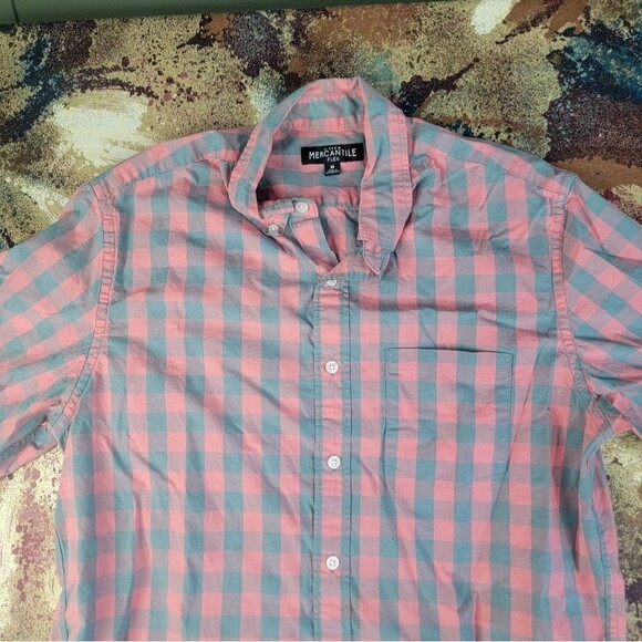 Mens J Crew Mercantile Flex Pink & Green Long Sleeve Shirt MEDIUM/ NICE - Picture 6 of 12